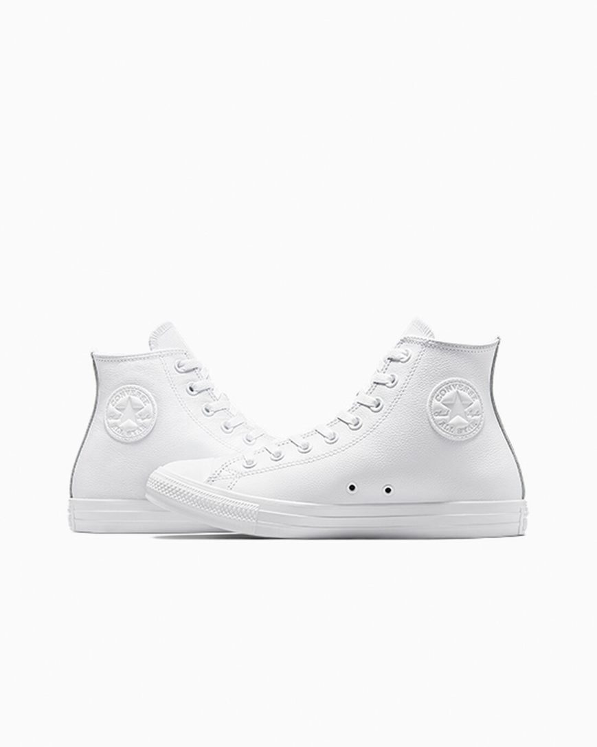 Tenisi Inalti Barbati Converse Chuck Taylor All Star Piele Albi | RO SFANZ287